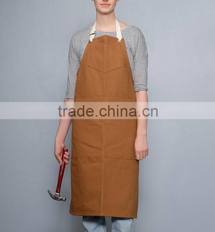 cheap wholesale canvas coffee shop apron with cotton webbing straps