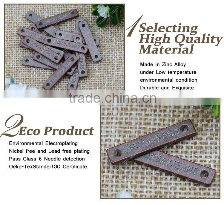 Garment Accessories Custom Metal Logo Plate for Handbags, Jeans,Bag and Overcoat