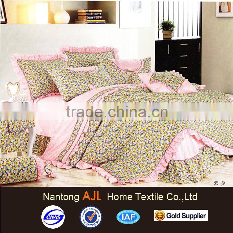 2015 100% cotton new products Korea queen size bedding 4pcs