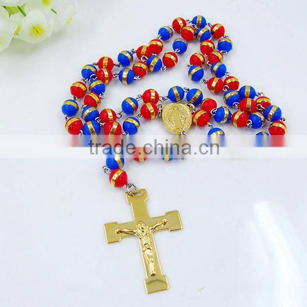 Fashion Colorful beads CATHOLIC Rosary necklace Sweater dress necklace chain