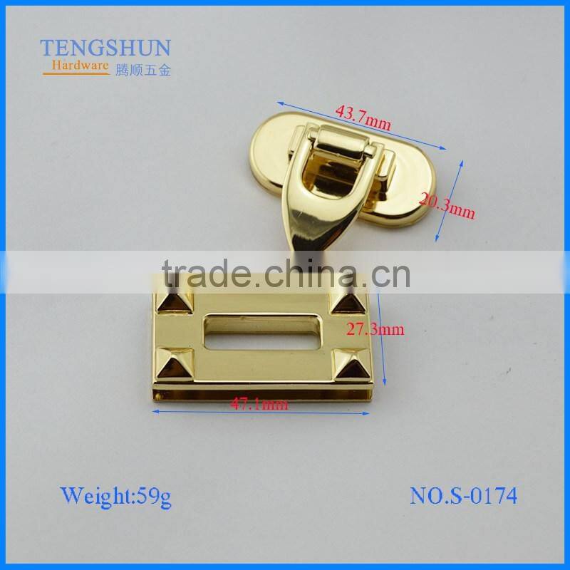 high quanlity zinc alloy decorative twist lock for purse hot sale metel bag parts wholesale