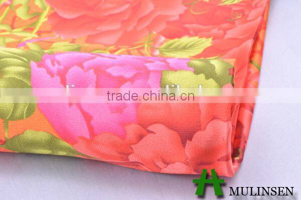 Mulinsen textile printed woven 50D*75D with twist polyester shiny stretch satin fabric
