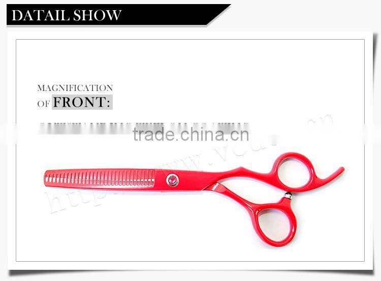 Fashion Red Teflon Coating Convex-edge Stainless Steel hair thinning shears