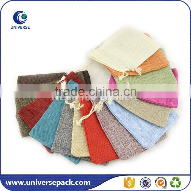 New Various Colors Jute Drawstring Pouch Custom Logo Made in China