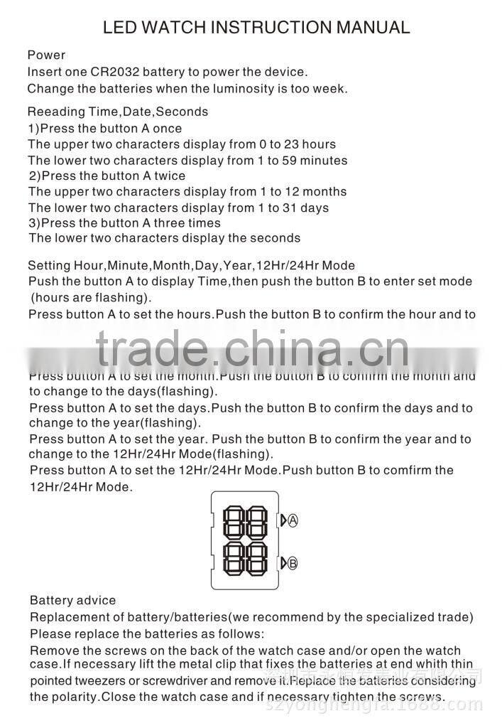 Fashion Style black alloy watch case and band stainless steel waterproof watches large led digital display watches
