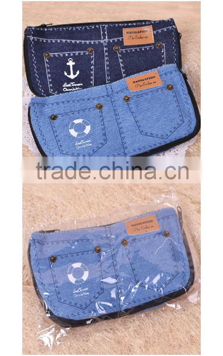 New creative jean shorts pencil case big capacity zipper pencil bag school supplies student stationery cosmetic bag