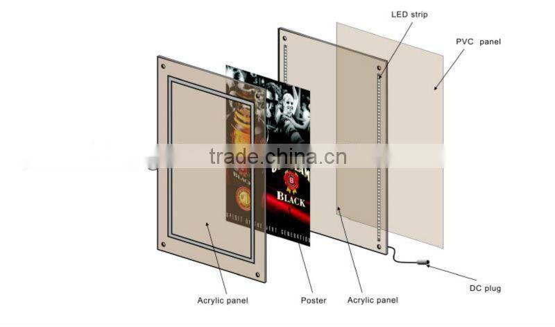 acrylic thin light box indoor,crystal slim light box,3d advertising display