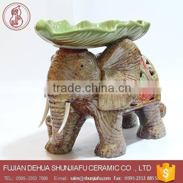 Detachable Ceramic Elephant With Tray Ceramic Crafts