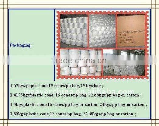 24/2/3 raw white 100pct spun polyester sewing thread