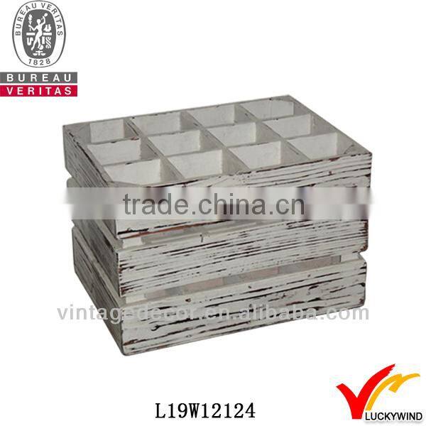 Vintage French Style 12 Divider Wooden Wine Beer Bottle Crates