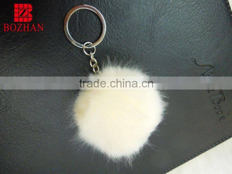 Popular design white raccoon pom pom key holders