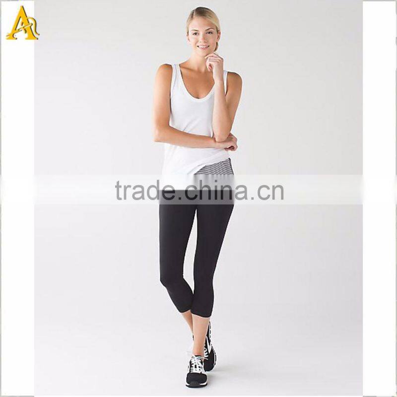wholesale sportwear suit , white tank top and black yoga pants