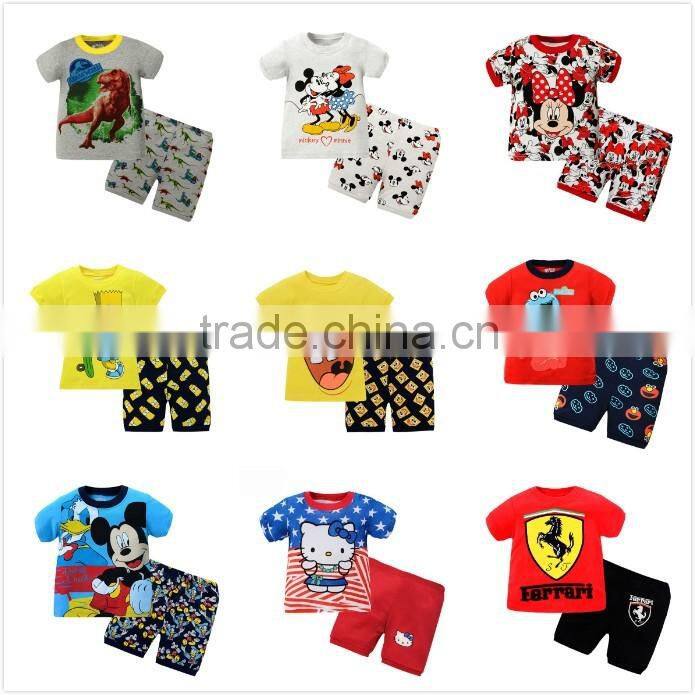 Wholesale 2016 new arrival short sleeve lovely printed unique latest kids short sleeve pajamas