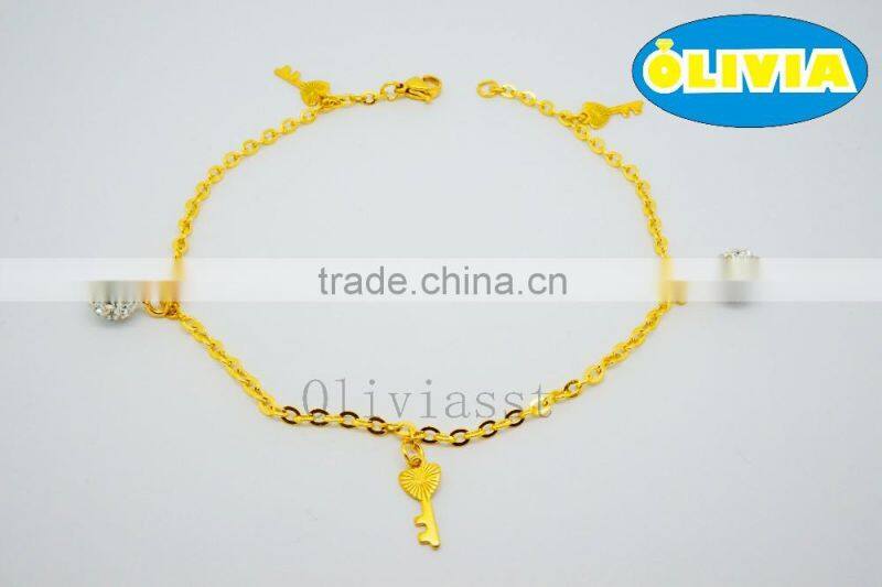 Olivia Jewelry High Polished Gold Plated Stainless Steel Chain Anklets African design Anklet