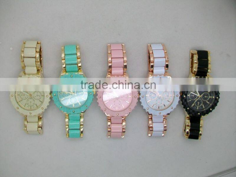 2016 fashion women bezel geneva platinum watch japan movt water resistant