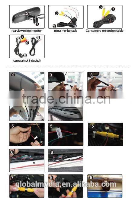 Car compass and temperature rearview mirror with back up camera special for any car