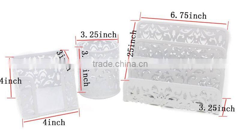 EasyPAG 3 in 1 white luxury metal executive office desk organizer set