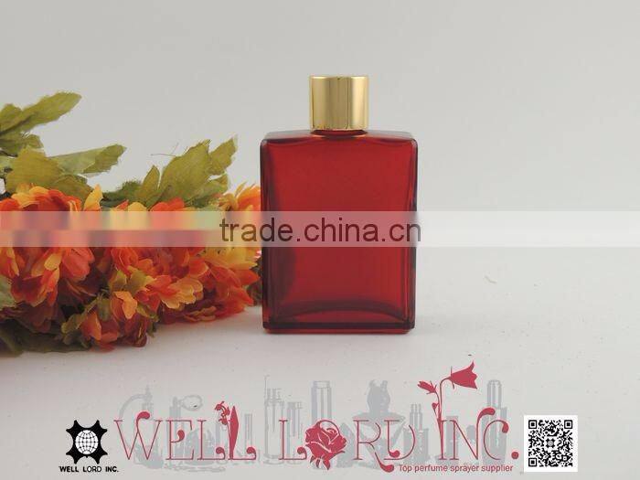 65ml bright wine red cuboid empty glass bottle