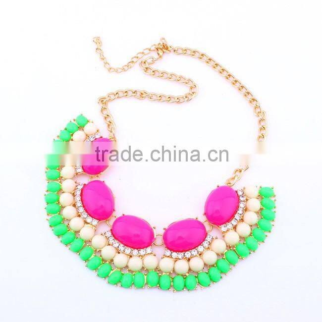 Top Quality Acrylic Multicolor Choker Vintage Pendant Statement Necklace Women Fashion Necklaces for Women 2014