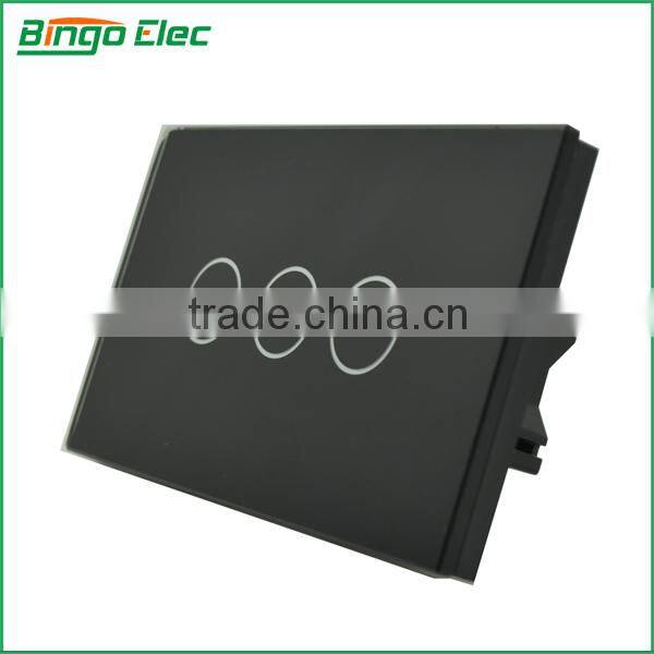 3gang 1way golden touch sensor wall light switch AU/NZ standard AC 110-250V