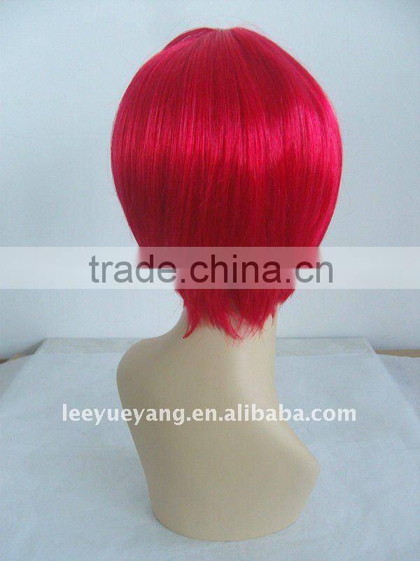 Perfect showy red color short bob wigs cosplay