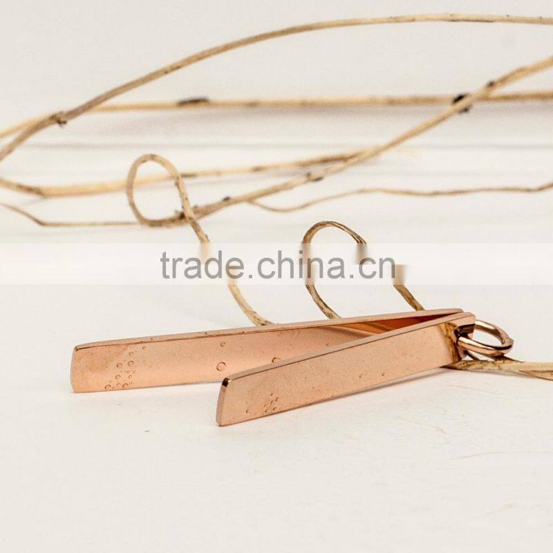 Stainless Steel Rose Gold Simple Long Engravable Tag