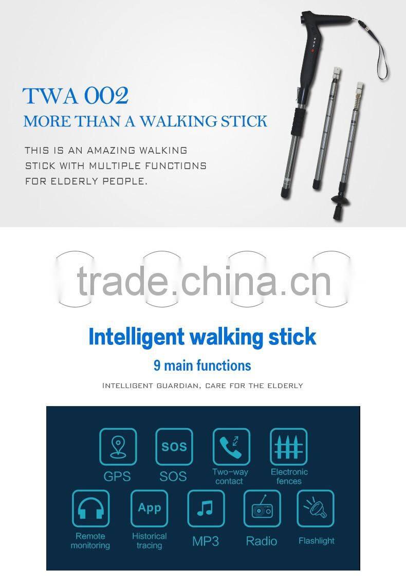 Hot Sale New Multifunction Walking Aids/Walking Stick with Led light/GPS/MP3/Radio for elderly/Bastones y muletas GPS