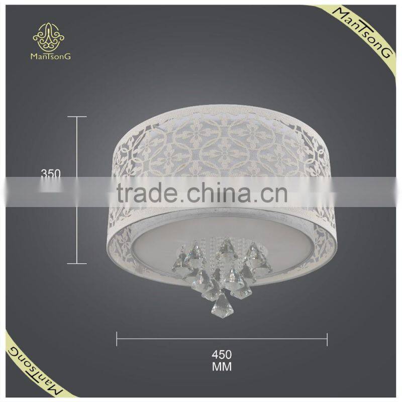Beautiful Flower Printed Fabric Shade Ceiling Lamp Crystal Accessories for Home Decorative