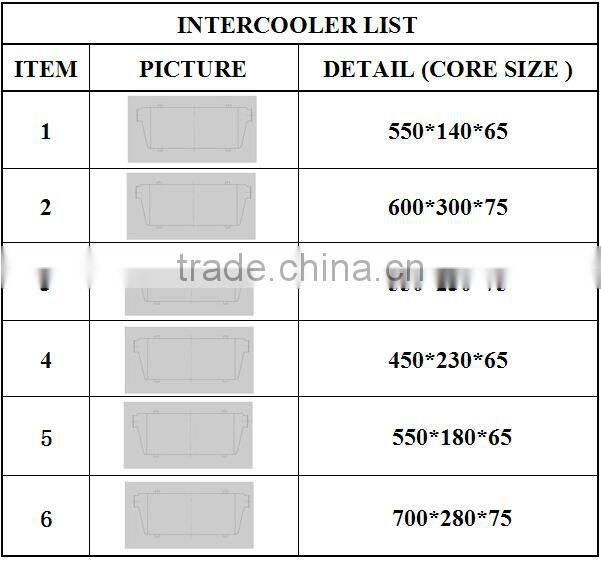OEM/Customized Aluminum Universal Turbo Intercooler Air Cooler For AUTO