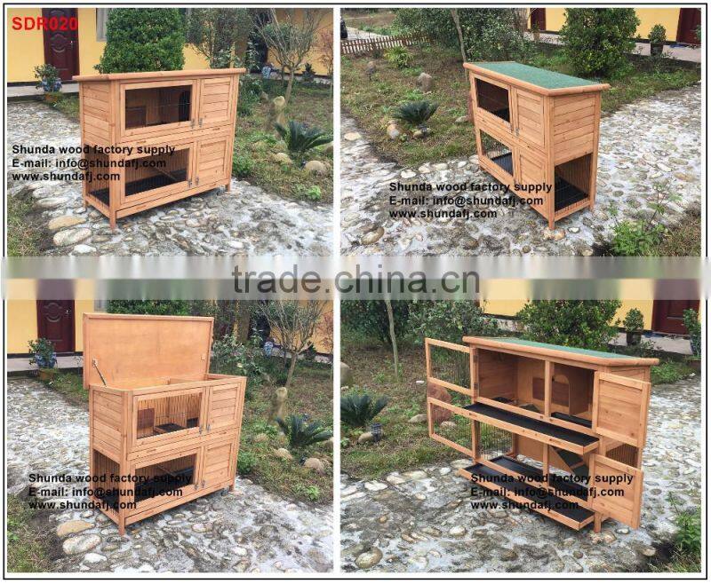 Quality Assured SDPets SDR020 Custom double decker rabbit hutch rabbit house wooden pet house