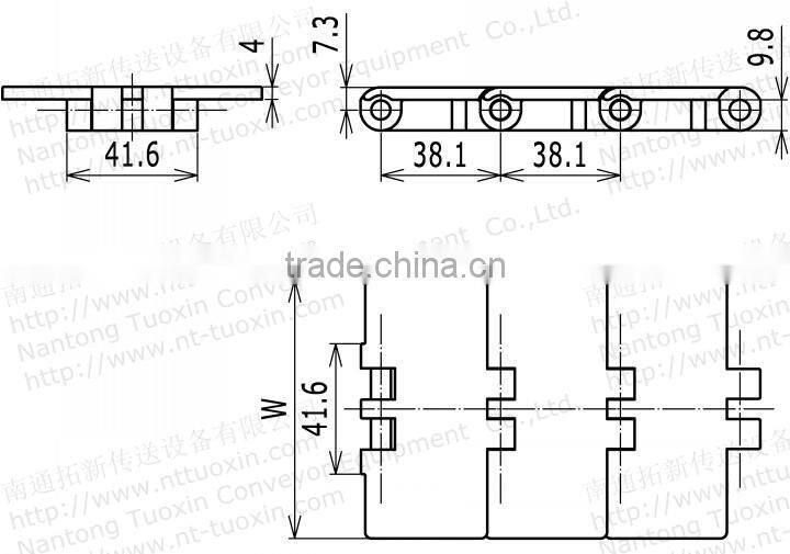 820 Straight Run Single Hinge Plastic TableTop Chain