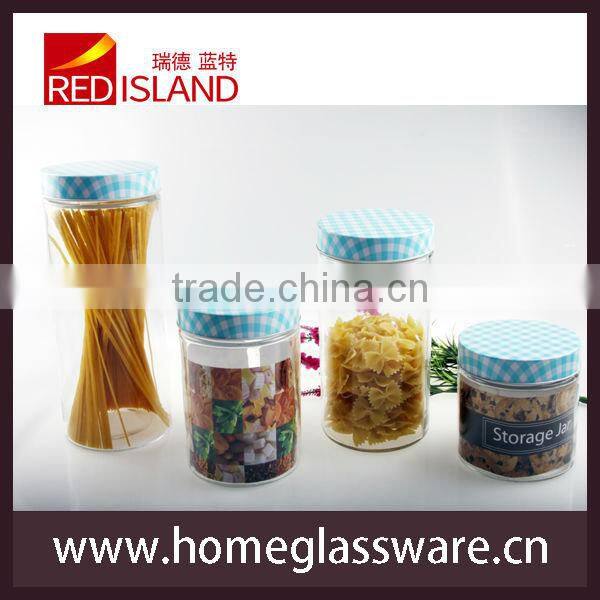 800ml glass cookie jar with lid glass candy jars with colored lid