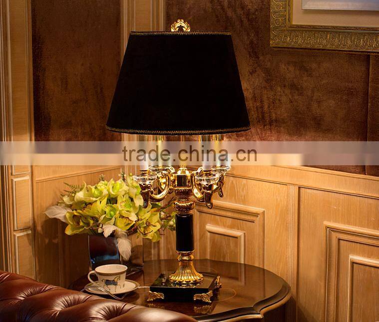 Home electrical appliance black color crystal table lamp with lampshade