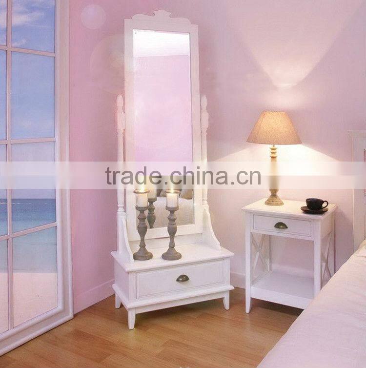 Concise Spanish style wooden bedroom nightstand