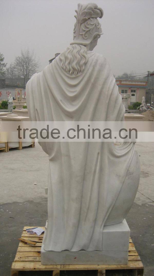 Hand Carved Life-size White Marble Knight Statue