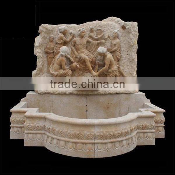 Classic Garden Stone Wall Water Fountain with Apollo