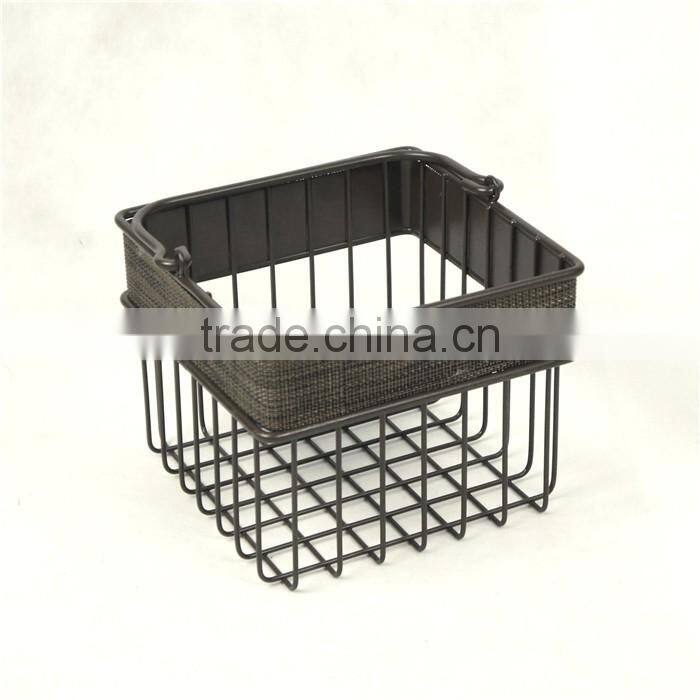 Square Metal Wire and Textilene Bathroom Caddy With Handle
