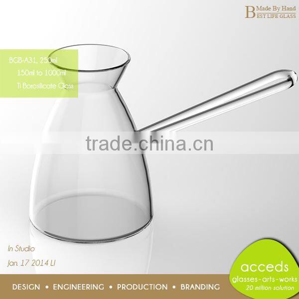 Unique Borosilicate Beautiful Heat Resistant Glass Milk Pot