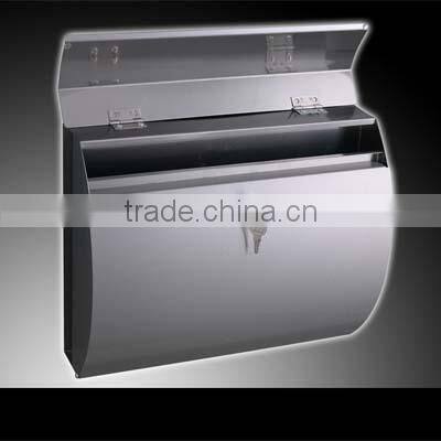 stainless steel mailbox with newspaper holder in the back