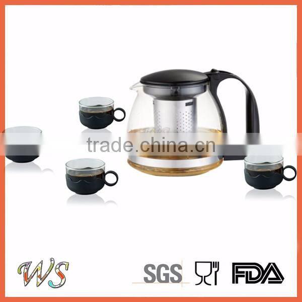 heat resistant glass tea pot with filter glass tea kettle