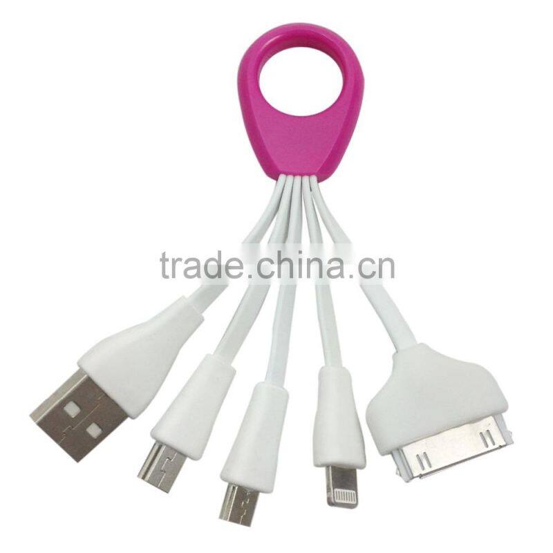 Promotion 4 in 1 Multiple USB Charging Cable Adapter Connector with 8 Pin Lighting / 30 Pin / Micro USB / Mini USB Ports