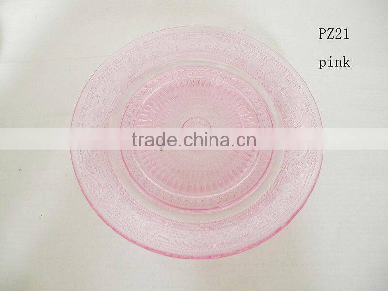 colorful 2016 hot selling cheap glass dinner set /glass charge plate