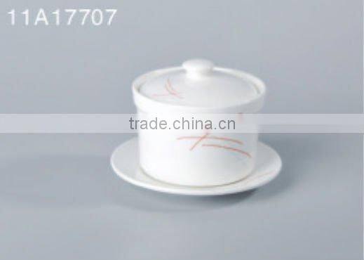 12PCS luxury hotel flower surface white ceramic dinnerware set