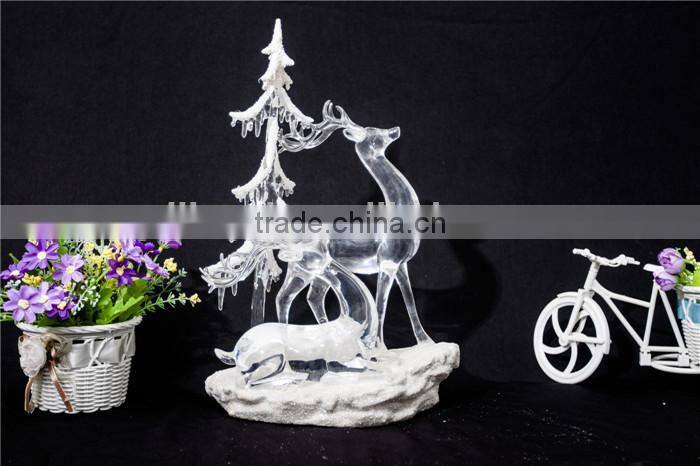Clear standing and crouching deer and tree with LED Light for 2015