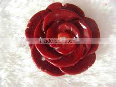 wholesale 30mm dark red natural coral flower shape pendant for necklace