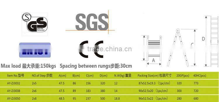 2015 hot sell double Aluminum telescopic ladder