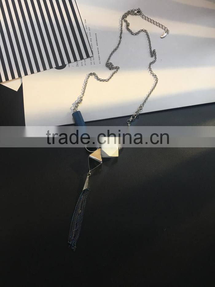 assorted geometric beads chain necklace long chain tassel necklace