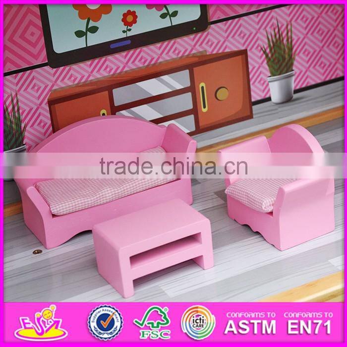 2016 new design children home play toy model wooden doll house kits W06A214