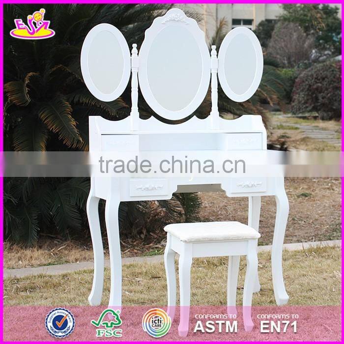2017 New design youth white folding wooden dressing table W08H076