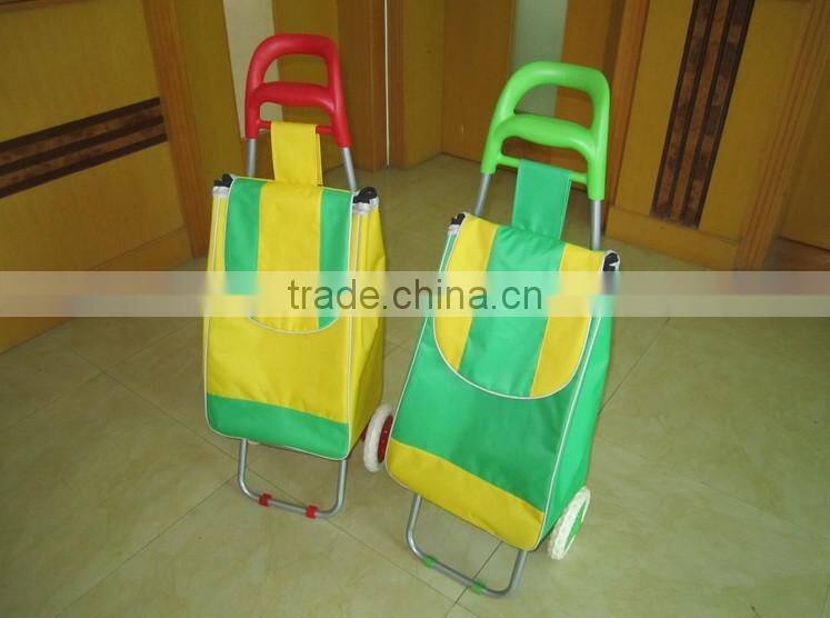 colorful shopping foldable trolley bag with wheels